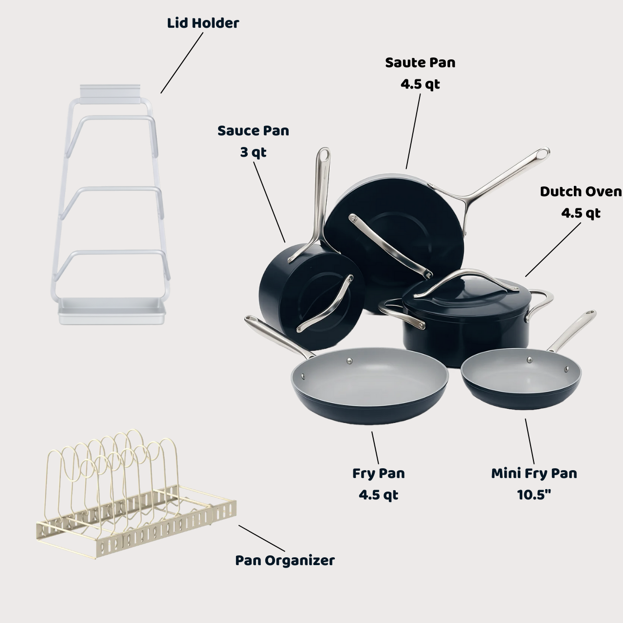 CeramiNest QuickHeat Quadro Set Cream 11-pc