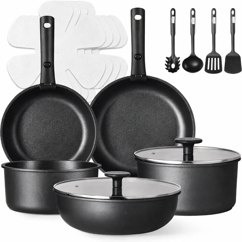 CookwareNest™ Cookware Set 17pcs Black