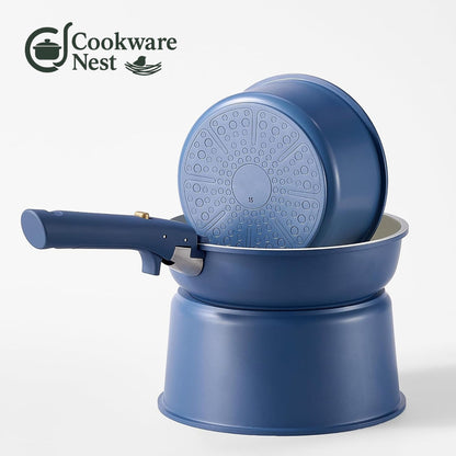 CookwareNest™ Cookware Set 17pcs Blue