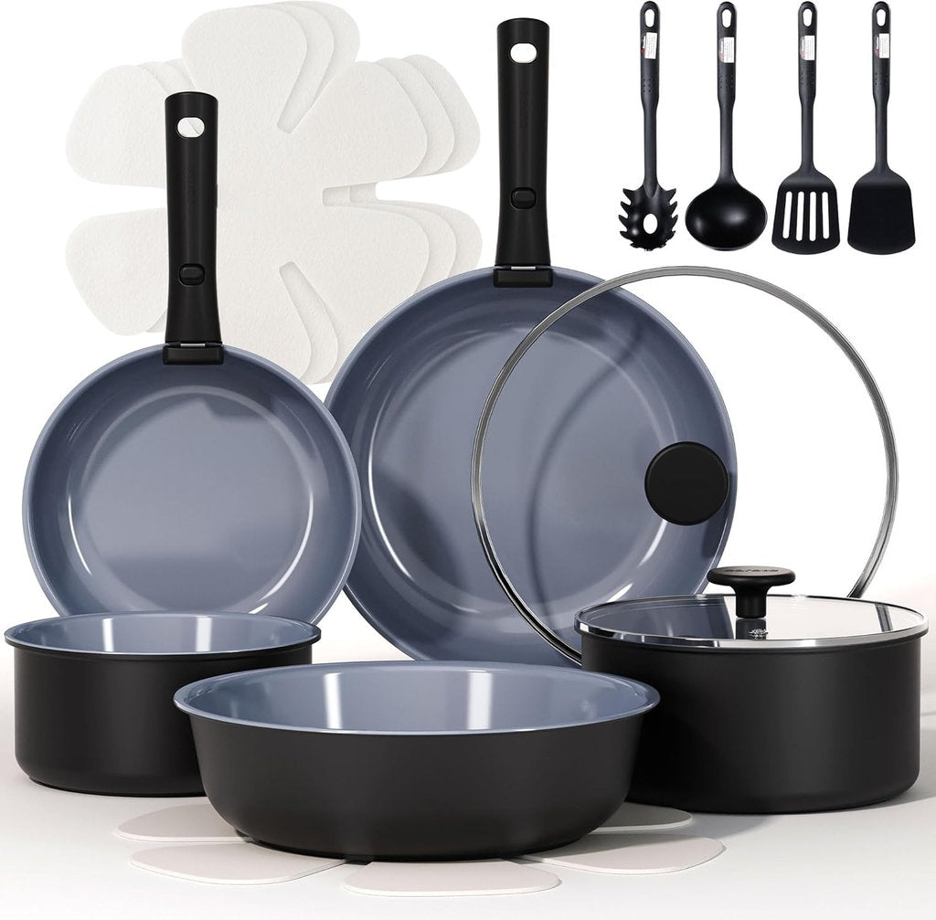 CookwareNest™ Cookware Set 17pcs Blue&Black
