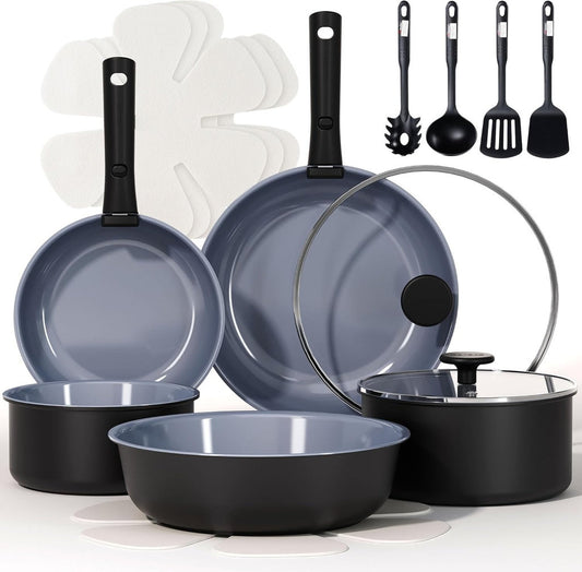 CookwareNest™ Cookware Set 17pcs Blue&Black